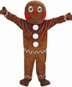 Mask US CHARACTER MASCOTS Gingerbread Man Mascot Costume